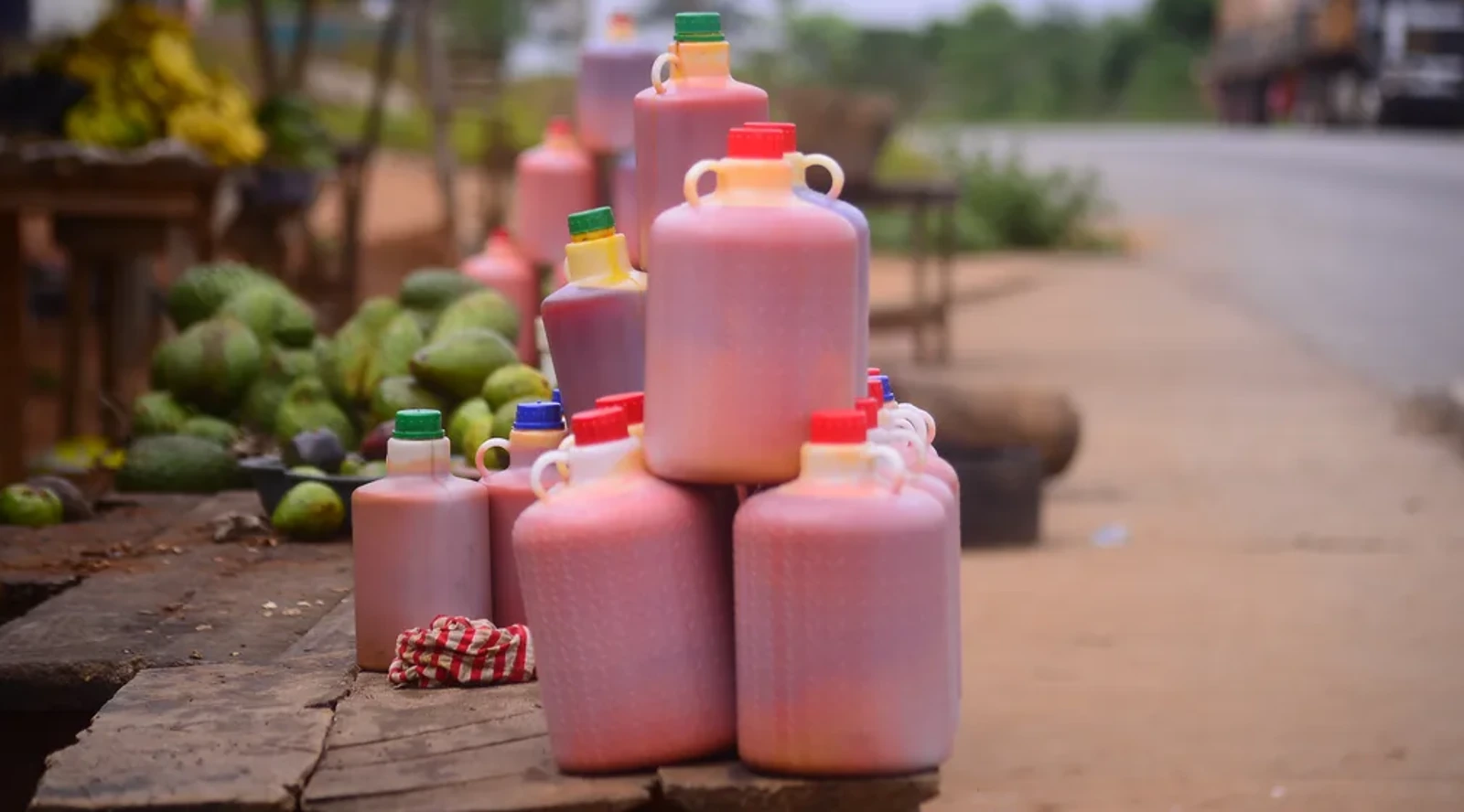 Nigerian red palm oil in export-ready containers